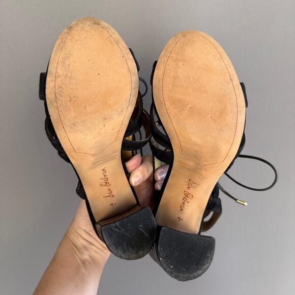Sam Edelman Yardley black suede strappy heeled sandals - lace up - size 9.5 - Picture 8 of 8